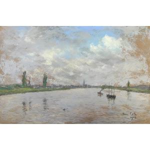 Siebe Johannes Ten Cate (1858-1908)  La Seine, 1906 pastel signé et daté