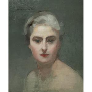Lucien-victor Guirand De Scévola (1871-1950) Portrait Of His Wife, Oil On Canvas, Signed