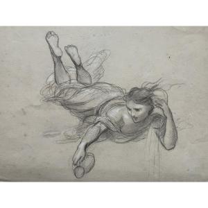 Attribué à Georges Antoine Rochegrosse (1859-1938) Femme versant de l'eau, dessin