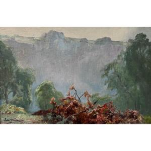 Léon Frédéric (1856-1940) Vallée de Nafraiture, huile signée