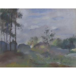 Henry Ottmann (1877–1927) Woods In The Mist, Signed Pastel