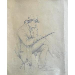 École romantique, Portrait d'un artiste au travail, dessin
