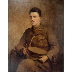 British School, Early 20th Century, Portrait Of An Officer, Oil On Canvas