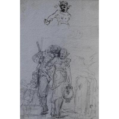 French School Nineteenth Scene Galante, Drawing