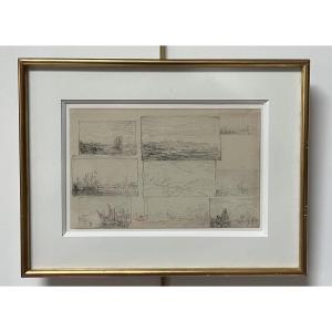 Félix Ziem (1821-1911) Études De Paysages Et Marines, Graphite Sur Papier