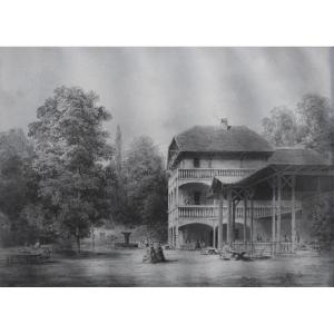 Romantic School Of The Nineteenth Century, A Pavilion In A Garden, Original Drawing