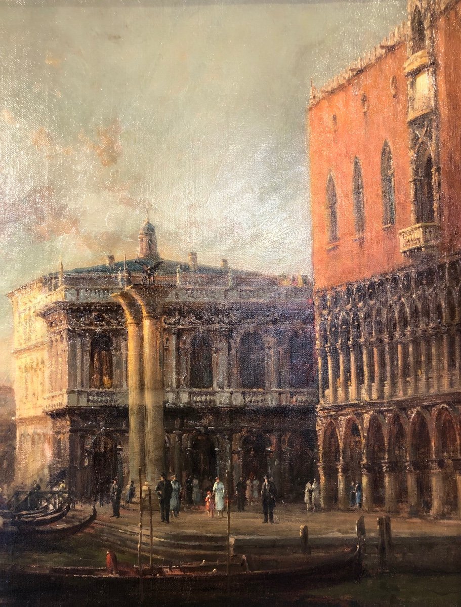 Vue De Venise, Huile Sur Toile. -photo-3