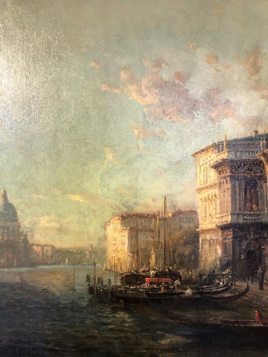 Vue De Venise, Huile Sur Toile. -photo-1