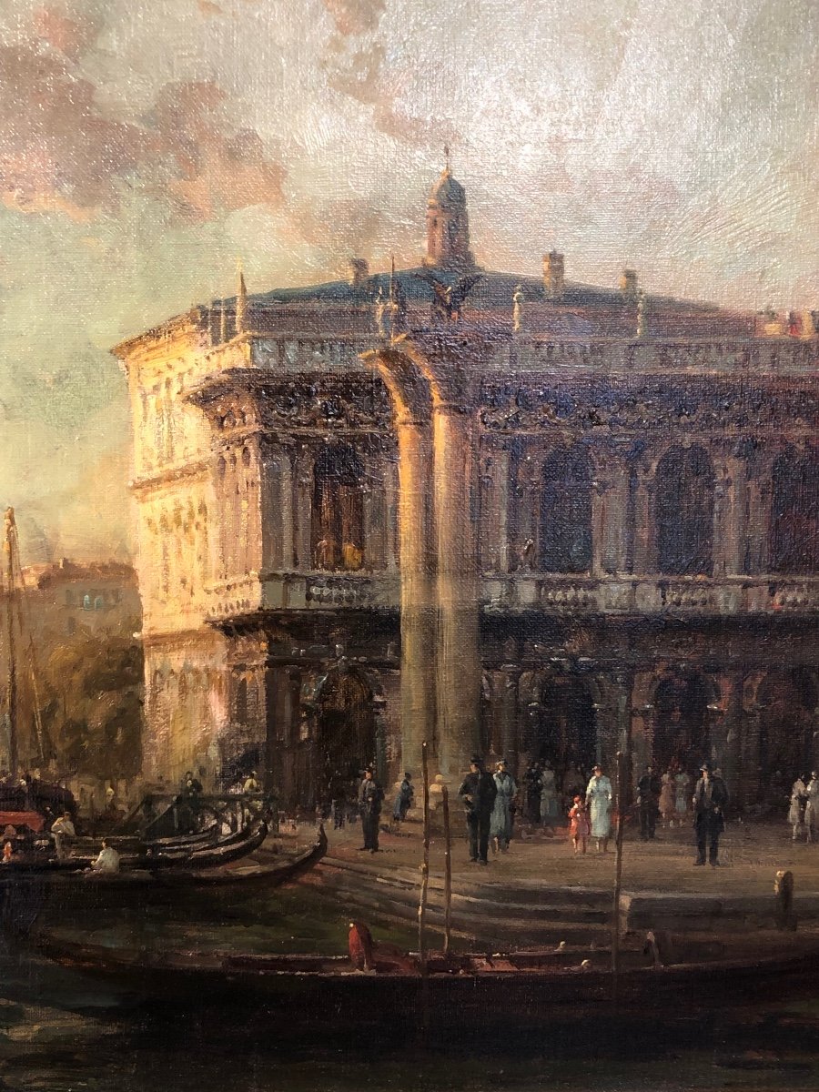 Vue De Venise, Huile Sur Toile. -photo-3