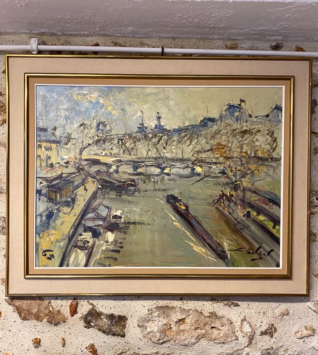 Painting Of Paris, Signed Georges Berger, 20th Century.