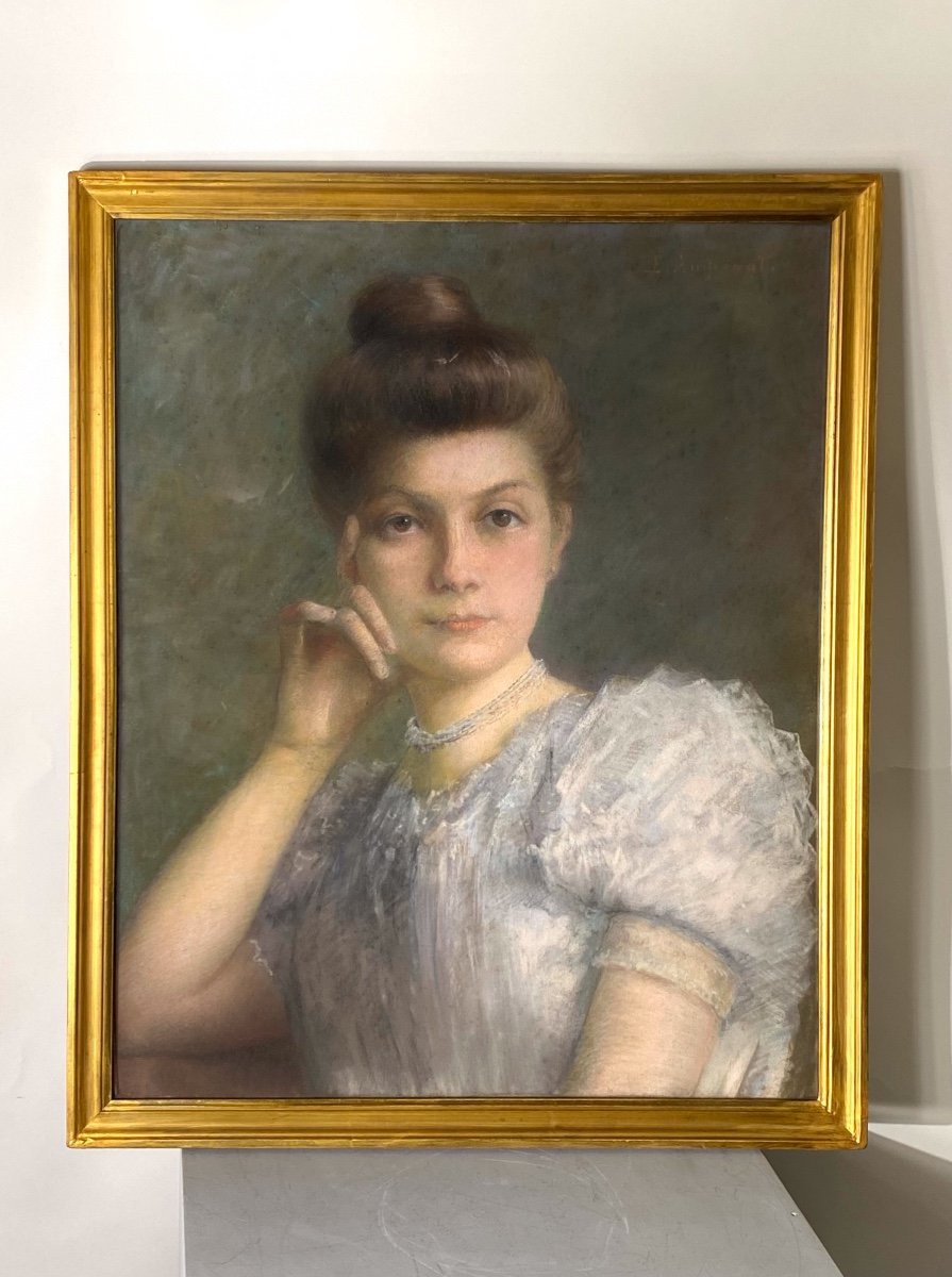 Portrait De Femme Signé Edouard Ampenot, XIX - XX ème Siècle.