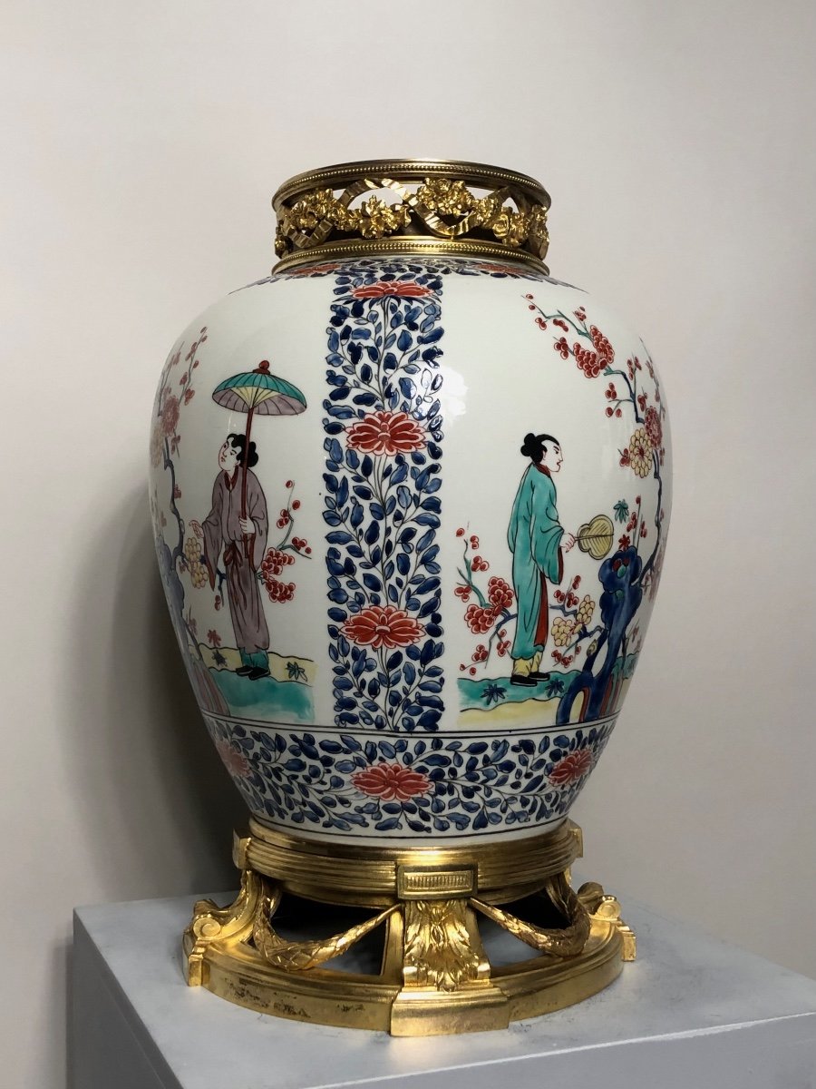 Vase Japonais Monté Bronze. 39 cm de hauteur. -photo-2