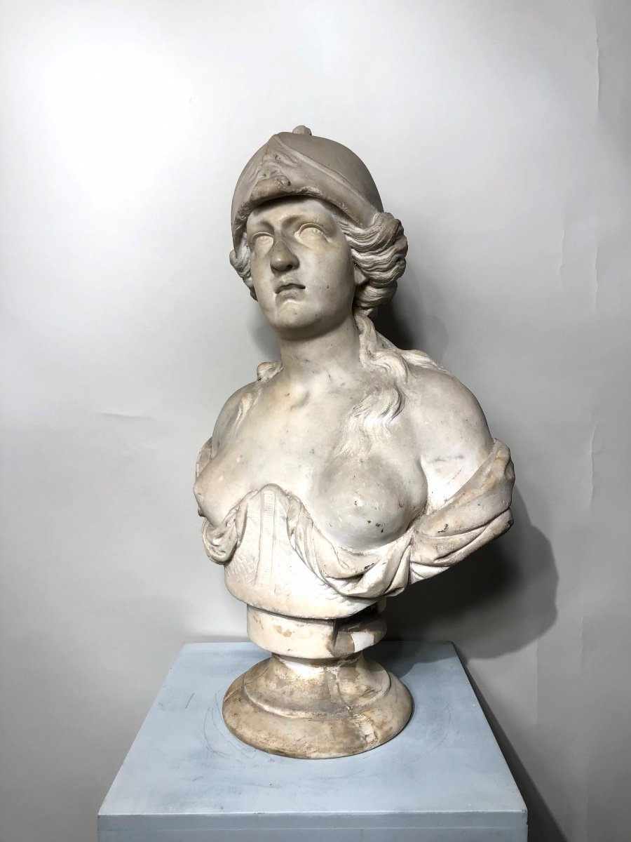 Marble Bust Of Minerva From The 17th Century. -photo-4