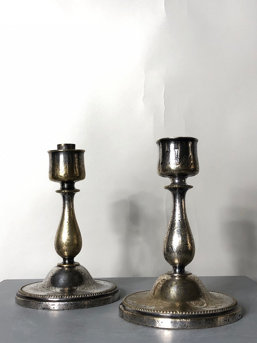 Pair Of Christofle Candlesticks From The Compagnie Des Messagères Maritimes Before 1935.  -photo-2
