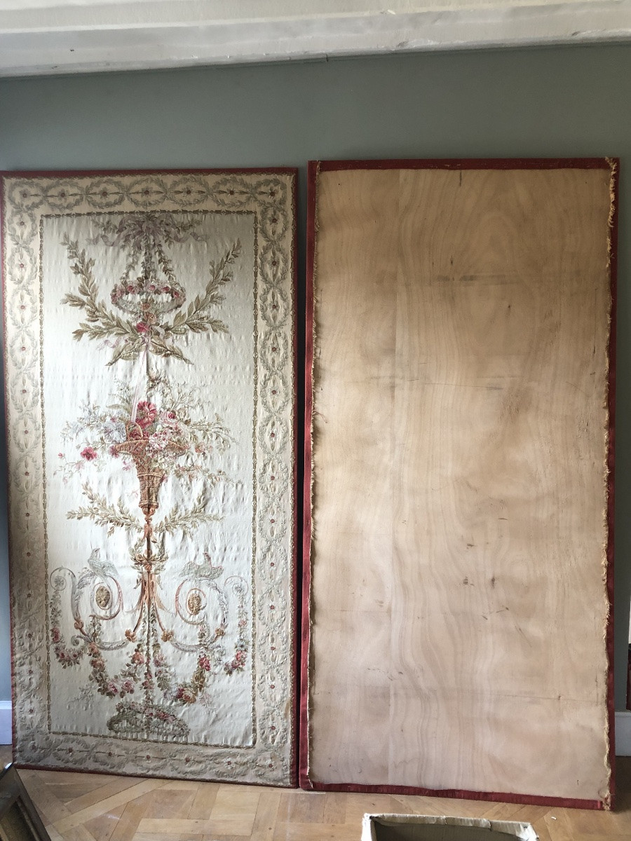Two Tapestry Doors Either From Aubusson, 19th Century.-photo-6