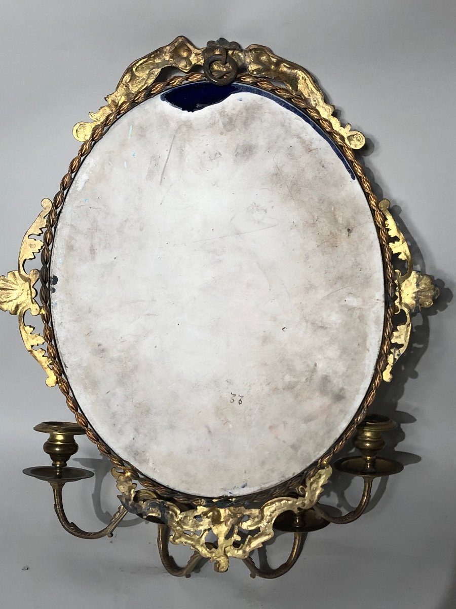 Paire D’appliques De La Fin Du XIX ème Siècle En Bronze Doré Et Porcelaine.  54 cm de hauteur. -photo-4