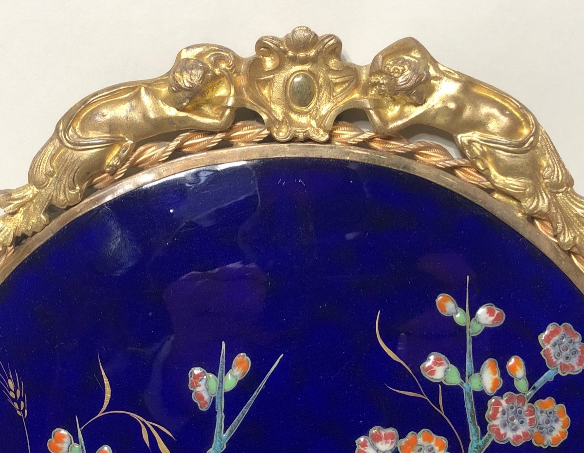 Paire D’appliques De La Fin Du XIX ème Siècle En Bronze Doré Et Porcelaine.  54 cm de hauteur. -photo-5