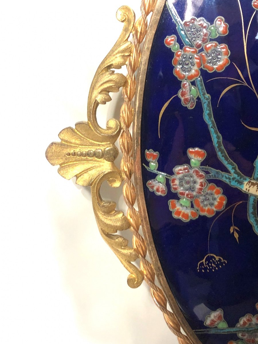 Paire D’appliques De La Fin Du XIX ème Siècle En Bronze Doré Et Porcelaine.  54 cm de hauteur. -photo-6