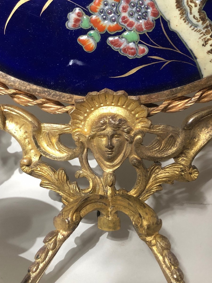 Paire D’appliques De La Fin Du XIX ème Siècle En Bronze Doré Et Porcelaine.  54 cm de hauteur. -photo-7
