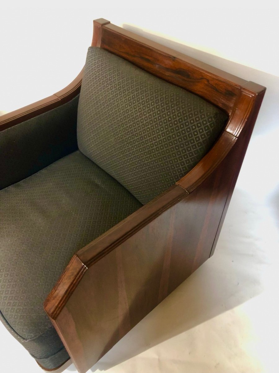 Paire De Fauteuils-bergeres Des Années 1930 En Palissandre. -photo-1