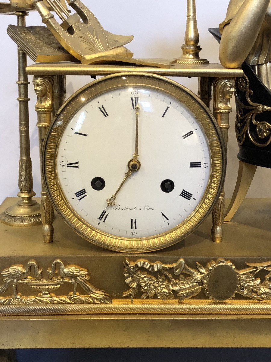 Empire Period Clock In Gilt Bronze. -photo-2
