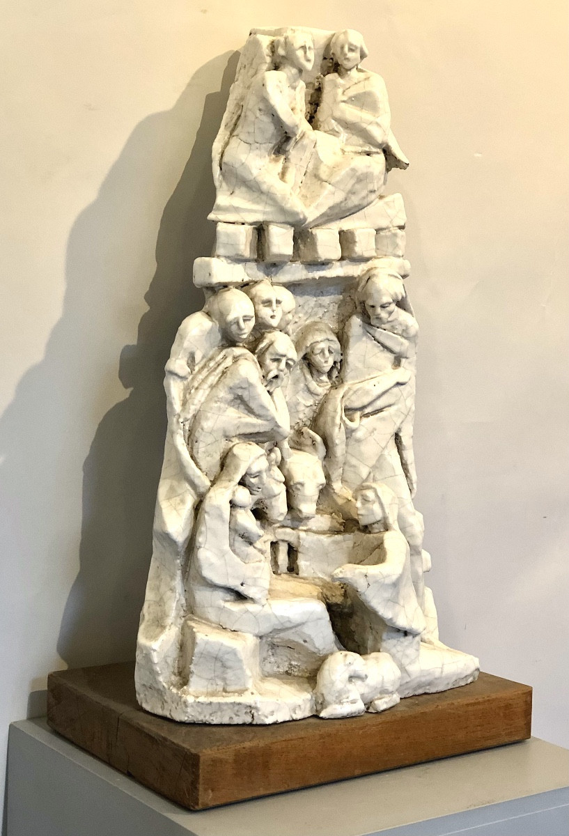 Ceramic Representing A Nativity Scene Signed Correhia. -photo-2