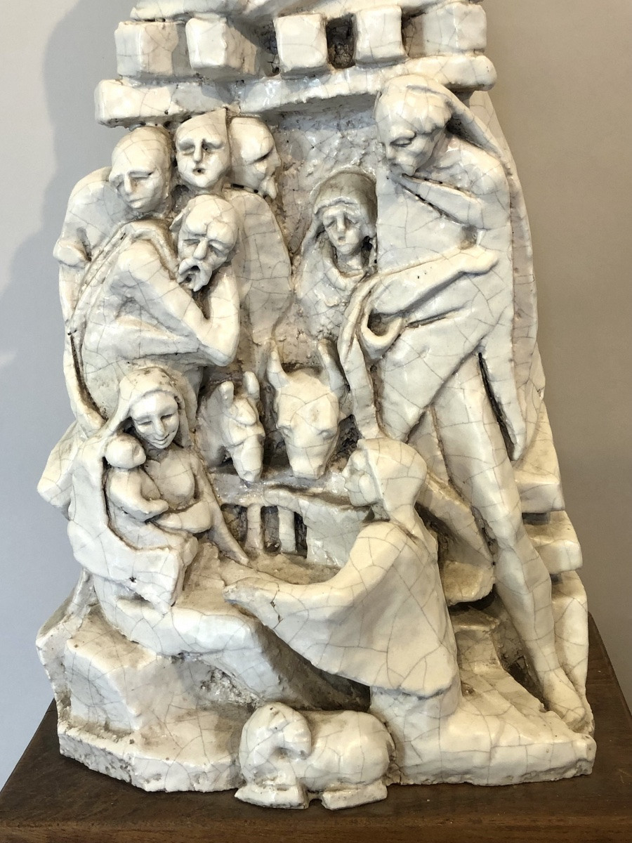 Ceramic Representing A Nativity Scene Signed Correhia. -photo-4