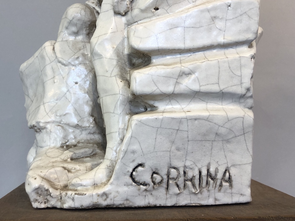 Ceramic Representing A Nativity Scene Signed Correhia. -photo-2