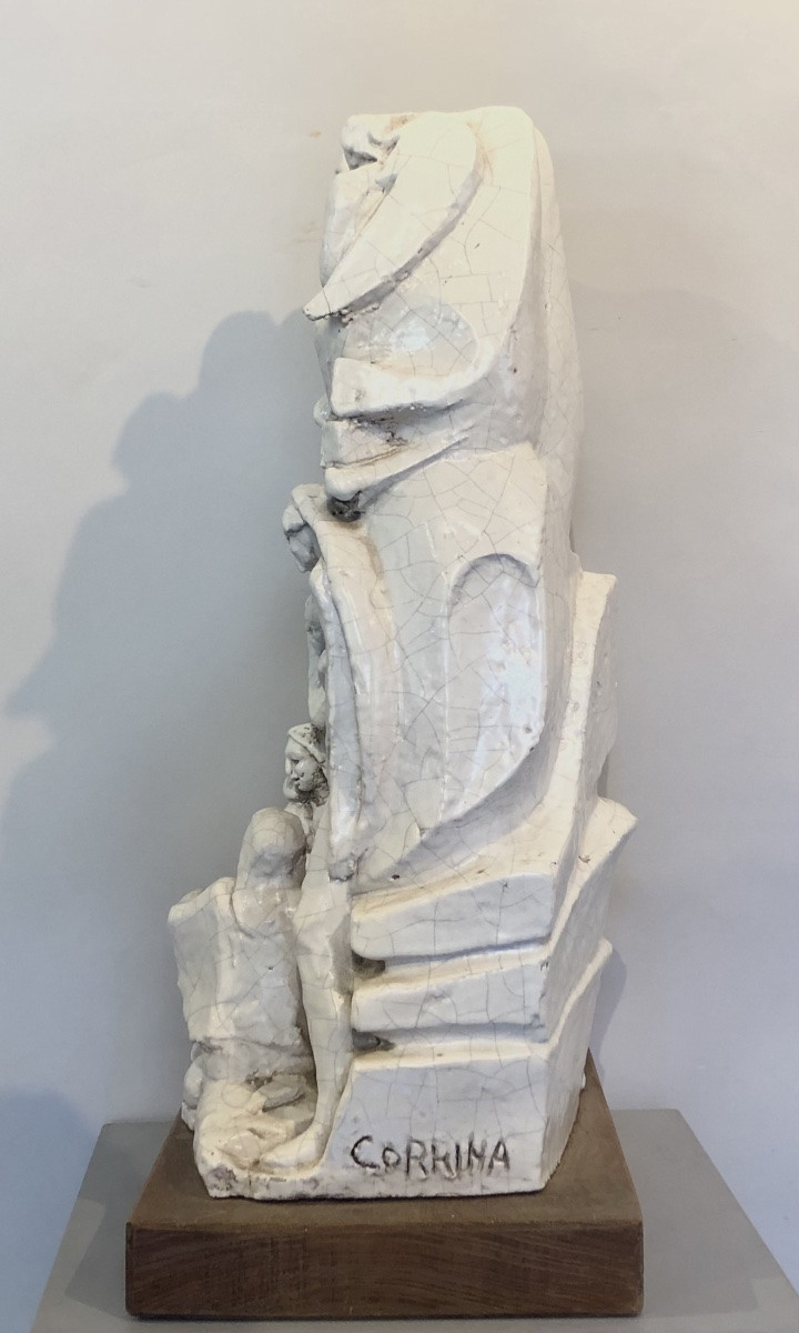 Ceramic Representing A Nativity Scene Signed Correhia. -photo-4