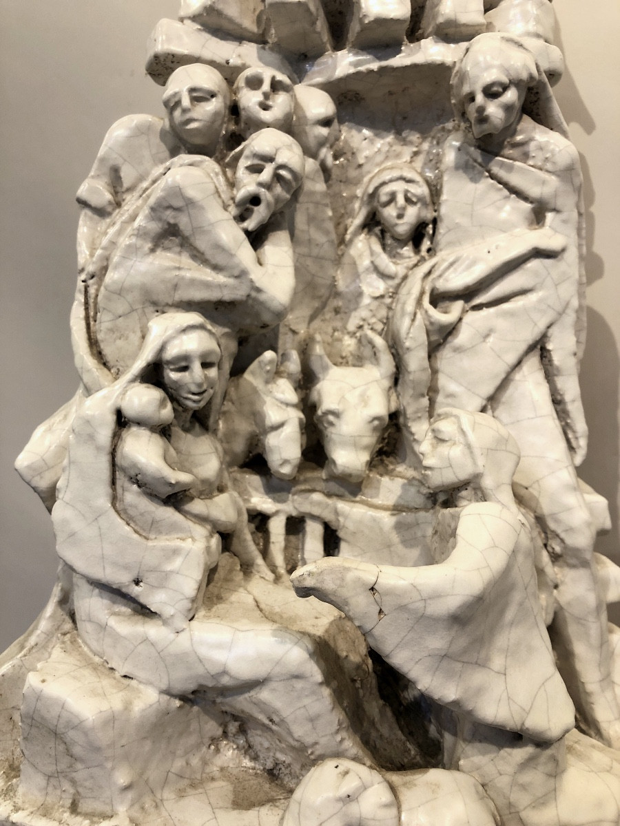 Ceramic Representing A Nativity Scene Signed Correhia. -photo-6
