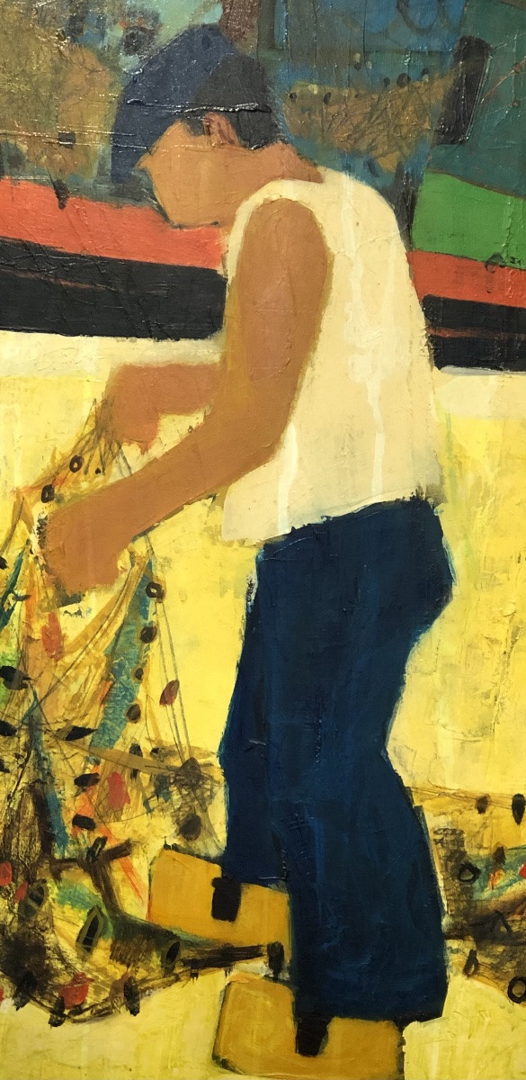 Oil On Canvas Of A Fisherman Signed Aliotti. -photo-3