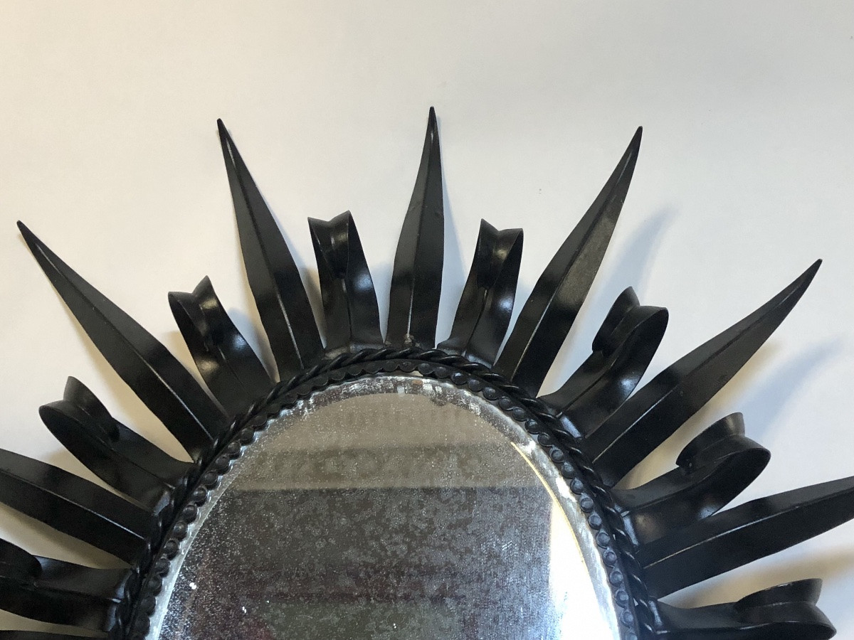 Miroir ovale en métal des années 1970. -photo-4