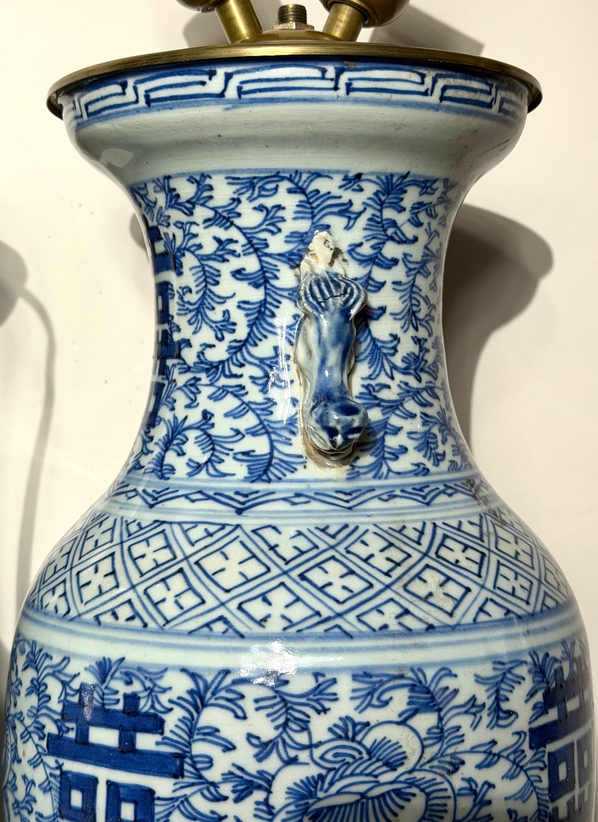 Deux lampes en porcelaine de Chine d’époque début du XX ème siècle. -photo-4