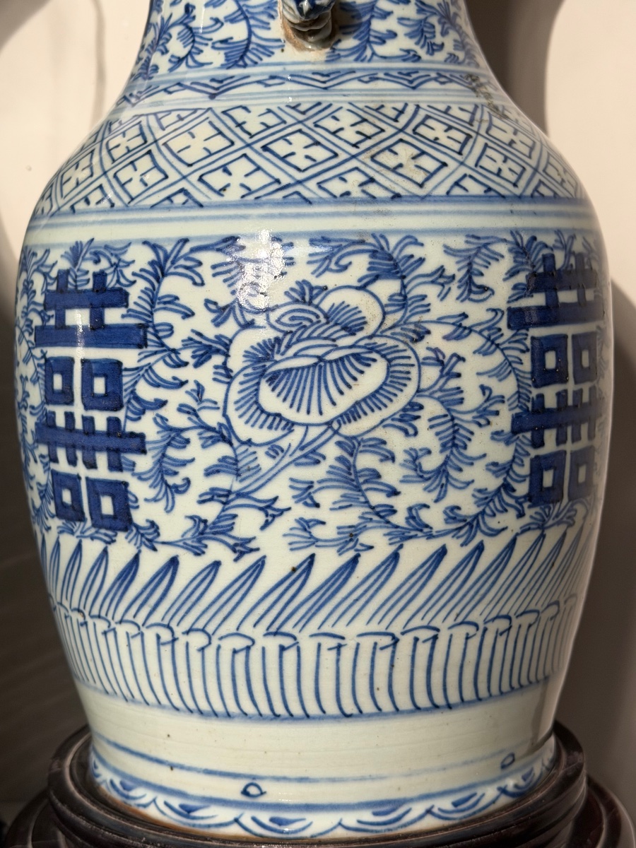 Deux lampes en porcelaine de Chine d’époque début du XX ème siècle. -photo-2