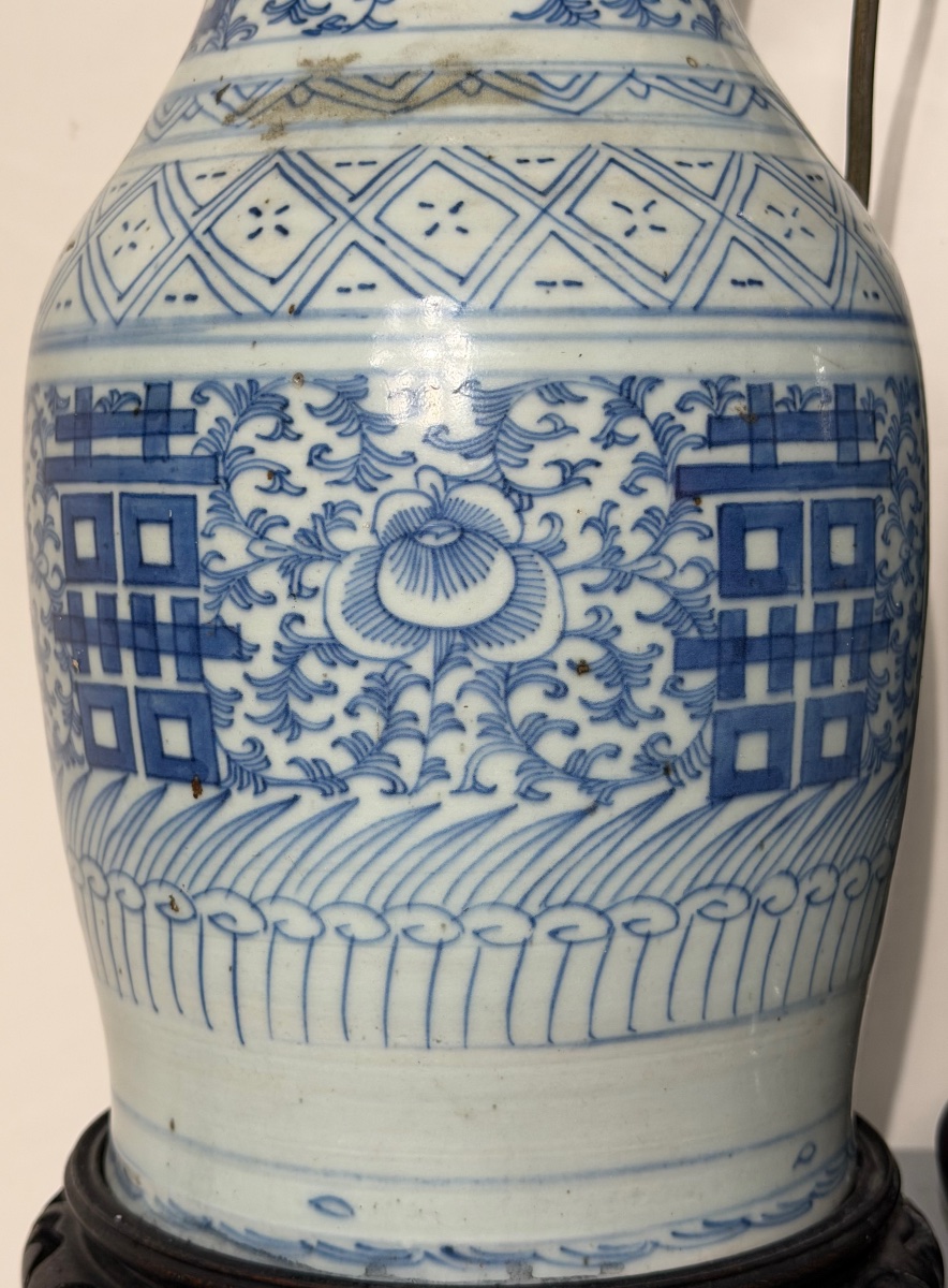 Deux lampes en porcelaine de Chine d’époque début du XX ème siècle. -photo-3