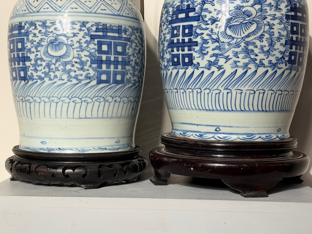 Deux lampes en porcelaine de Chine d’époque début du XX ème siècle. -photo-4