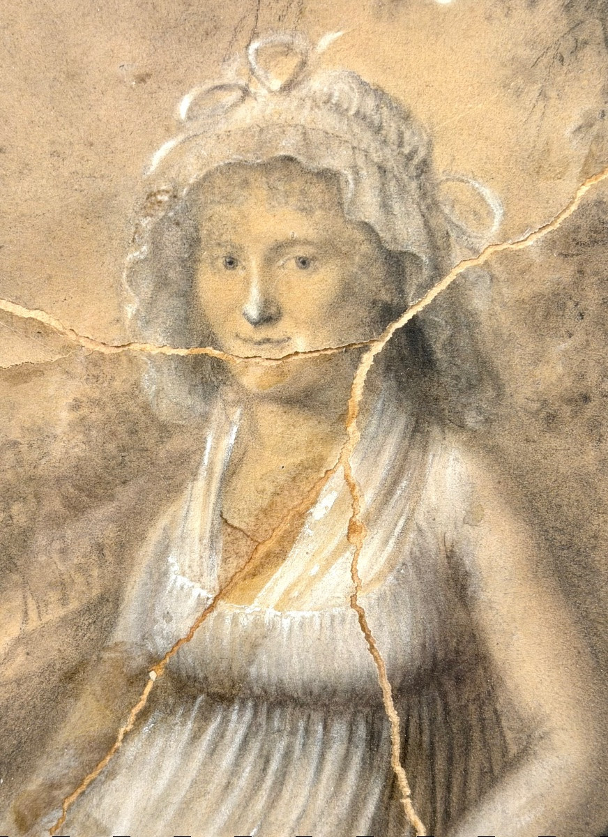 Paire de dessins de personnes aristocrates du début du XIX ème siècle. -photo-5