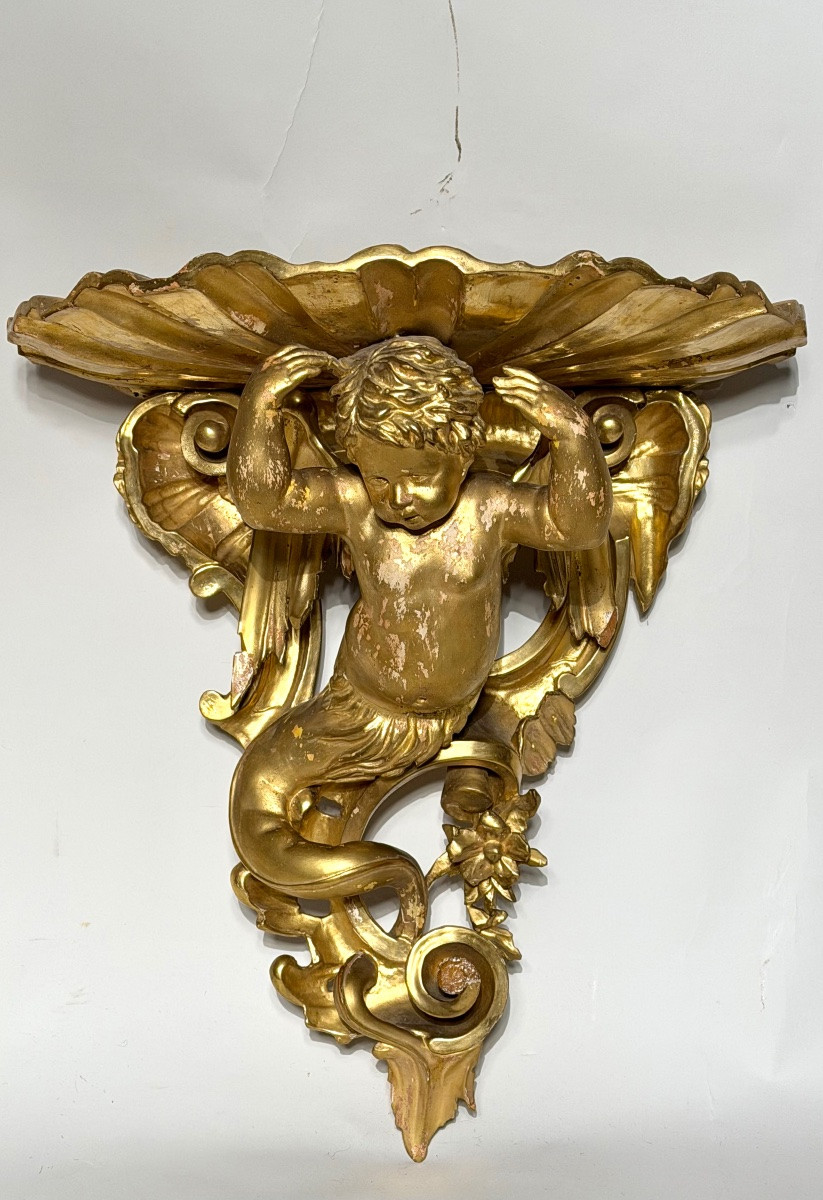 Pair Of 19th Century Giltwood Wall-mounted Consoles. -photo-4