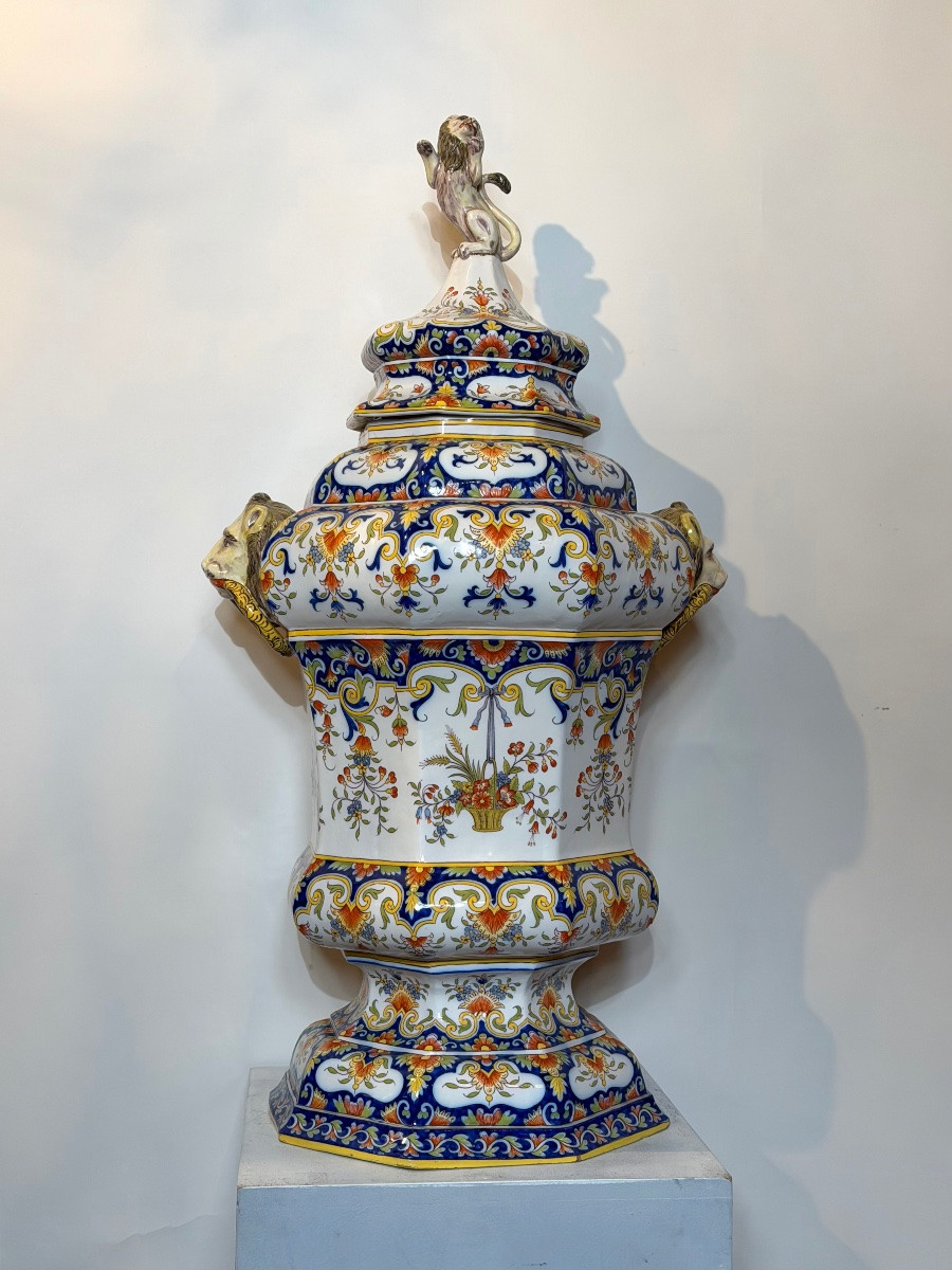 Covered Pot From The Desvres Earthenware Factory, 70 Cm High. -photo-2