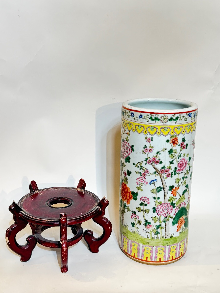 Porte parapluie, céramique chinoise de Canton du XX ème siècle. -photo-1