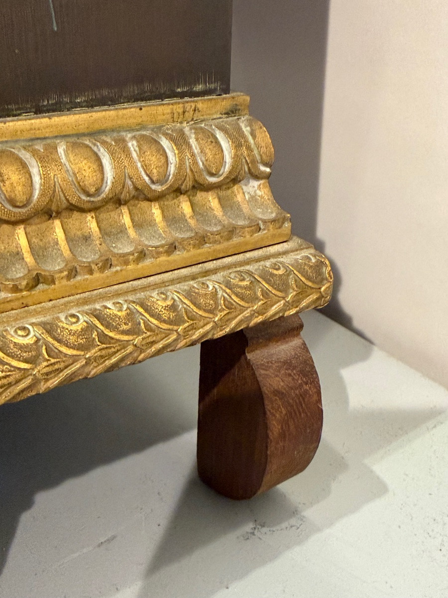 Restoration Period Clock In Gilt And Patinated Bronze. -photo-6