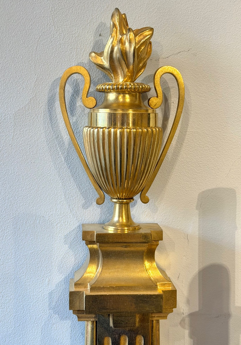 Pair Of Louis XVI Style Wall Sconces In Gilt Bronze Dating From 1920. 59 Cm High. -photo-4