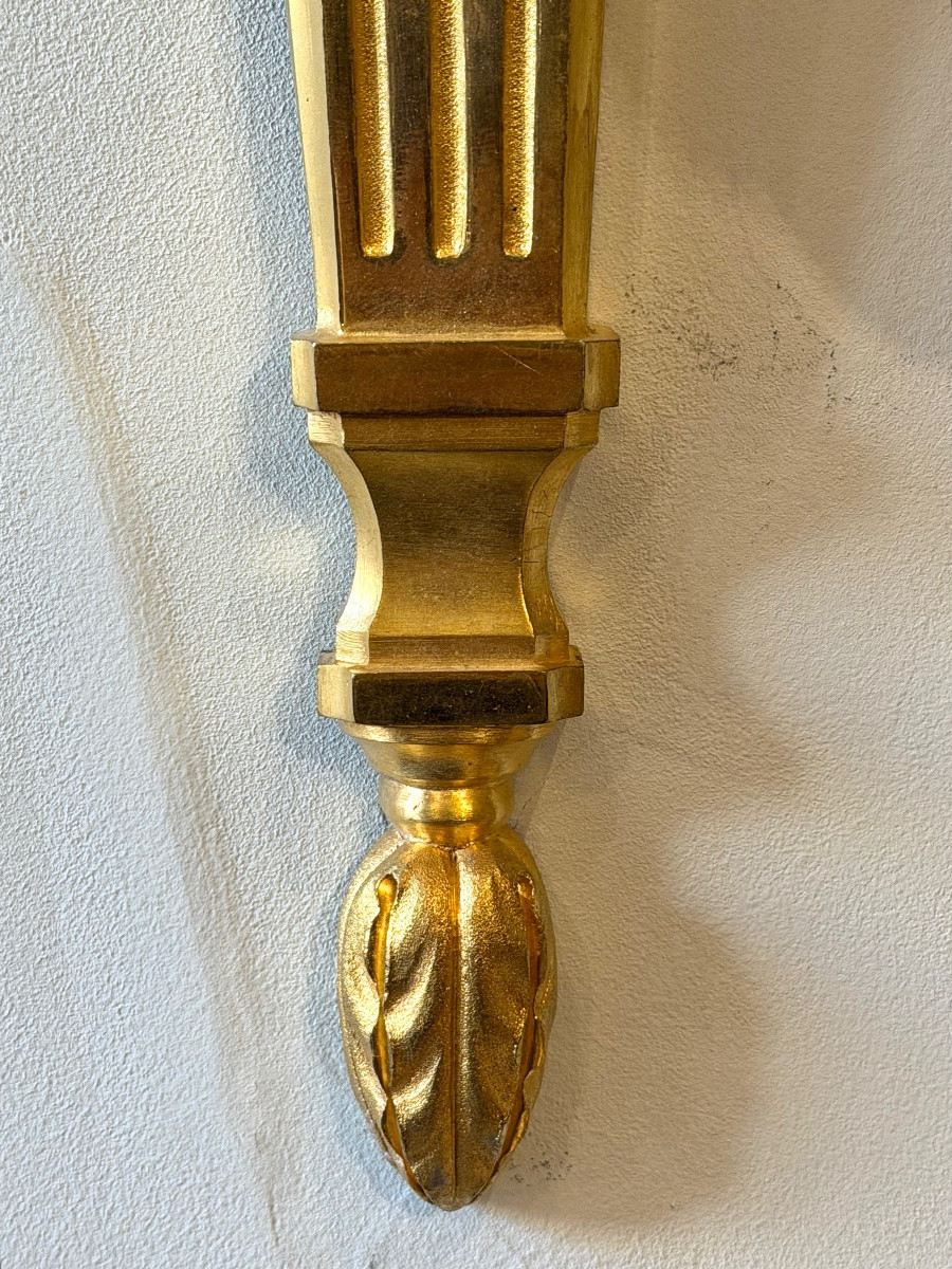 Pair Of Louis XVI Style Wall Sconces In Gilt Bronze Dating From 1920. 59 Cm High. -photo-4