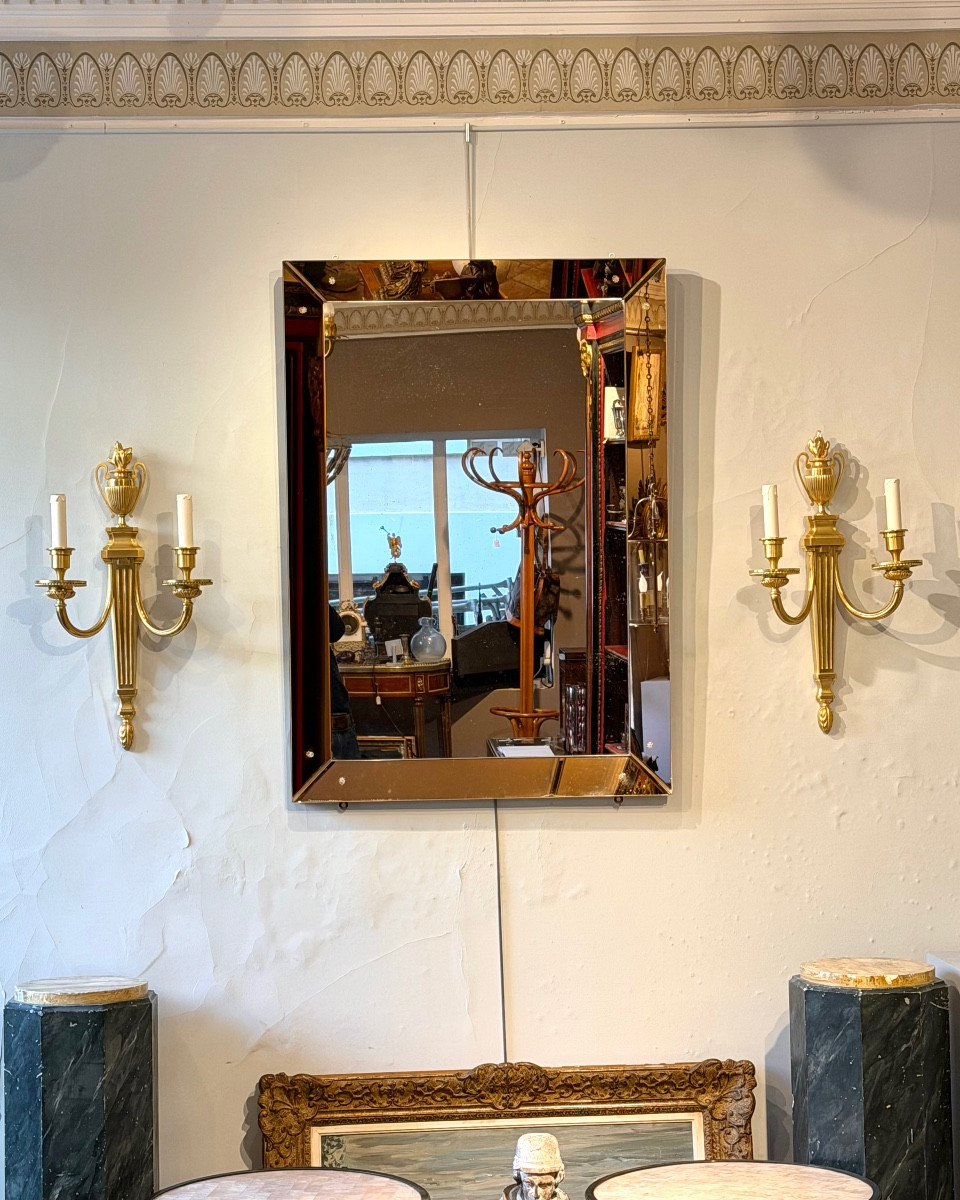 Pair Of Louis XVI Style Wall Sconces In Gilt Bronze Dating From 1920. 59 Cm High. 