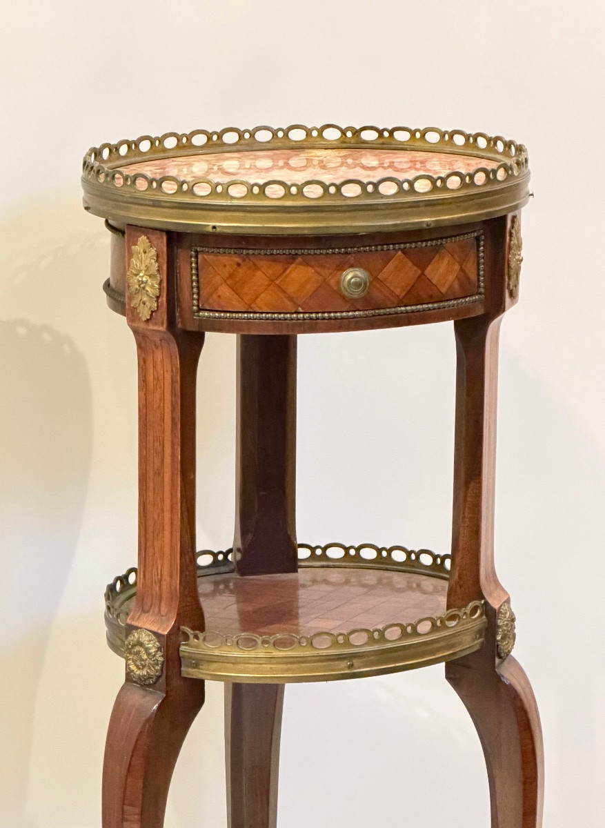Louis XVI Style Marquetry Gueridon Table From The Napoleon III Period -photo-3