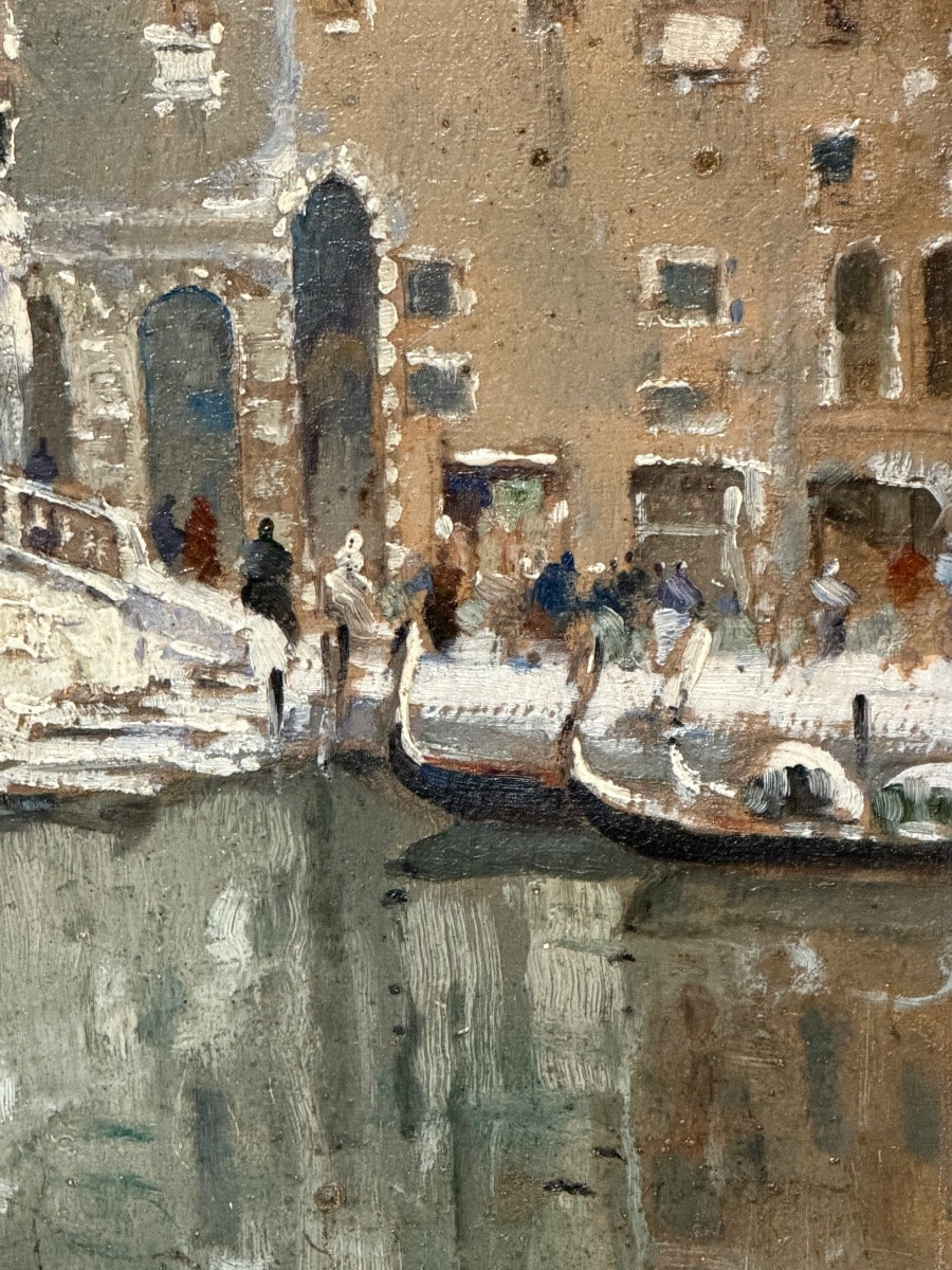 Painting Of The Rialto In Venice Under The Snow In The 1940s.-photo-4