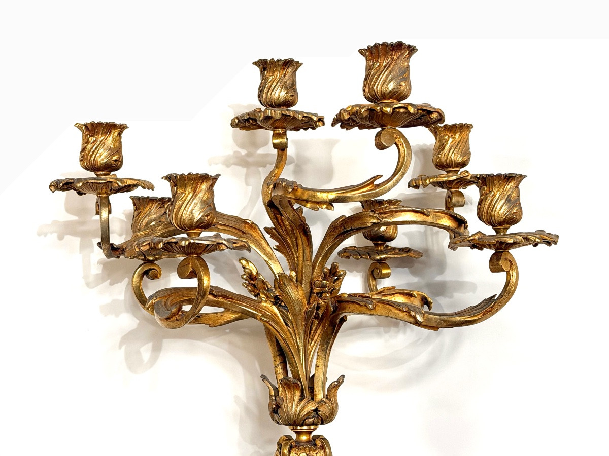 Paire de candélabres de style Louis XV. -photo-3