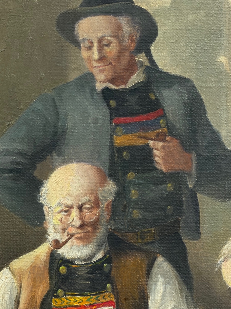 Tableau scène Bretonne signé R.HOUY.  -photo-3