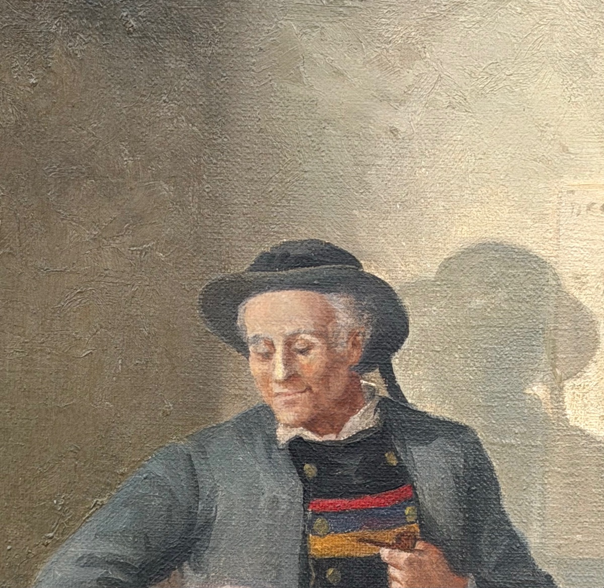 Tableau scène Bretonne signé R.HOUY.  -photo-4