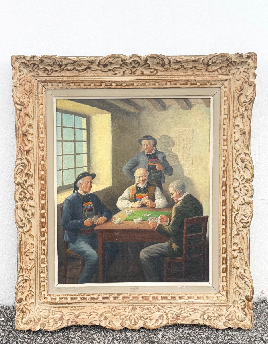 Tableau scène Bretonne signé R.HOUY.  